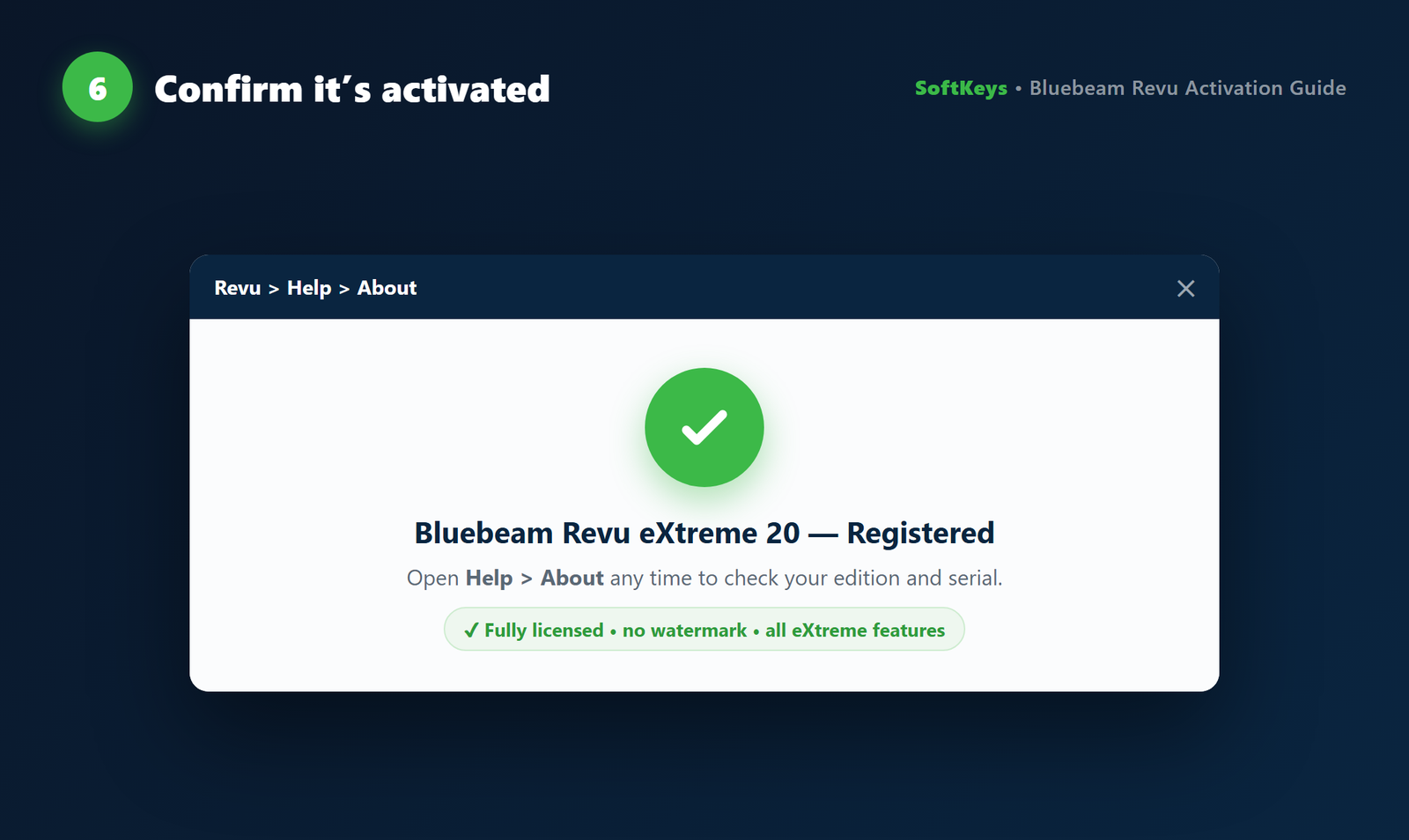 Bluebeam Revu eXtreme 20 successfully registered and activated